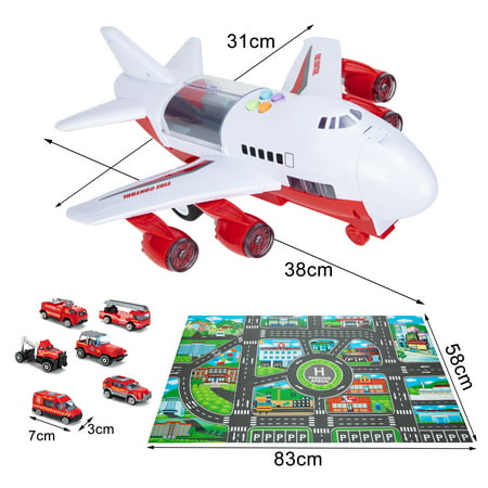 YouLoveIt Kid Plane Car Toys with Transport Cargo Airplane Car & Large Play Mat Set Construction Toys Set Airplane Track Toy Cargo Toy Set for Boys 3 4 5 6 years old Kids Carrier Truck Toy
