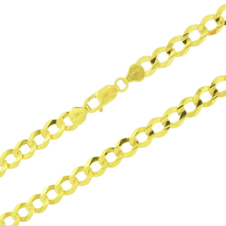 Nuragold 10k Yellow Gold 8mm Solid Cuban Curb Link Chain Necklace, Mens Jewelry with Lobster Clasp 20" - 30"
