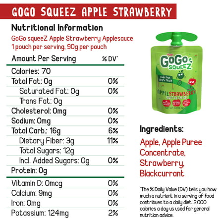 (20 Pack) GoGo Apple, Banana, Strawberry Applesauce Pouch, 3.2 oz