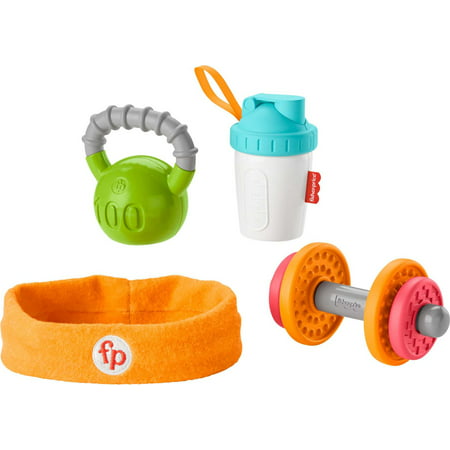 Fisher-Price Teething & Rattle Toys, 4 Piece Baby Biceps Toy Gift Set, Gym Theme