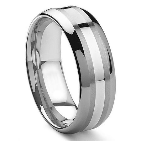Titanium Kay 8MM Tungsten Carbide 14K White Gold Inlay Comfort Fit Mens Wedding Band Ring Sz 10.0