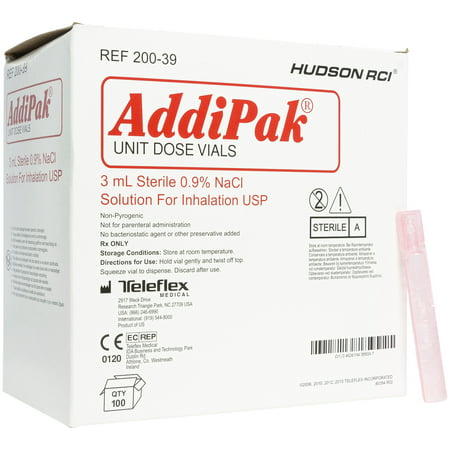 Addipak Sterile Saline Solution, 0.9% 3 mL - Box of 100