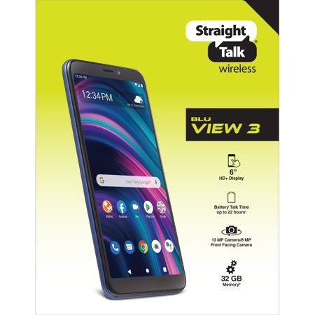 Straight Talk BLU View 3, 32GB, Blue- Prepaid Smartphone
