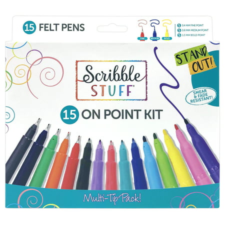 Scribble Stuff 15ct On Points Felt Pens Kit, Assorted Tips, Felt Pens, Unisex, Child