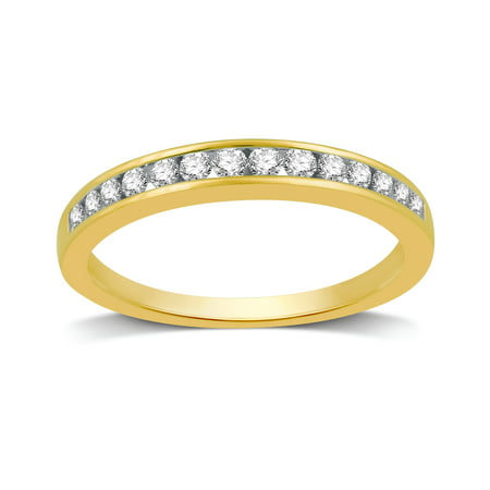 Forever Bride 0.25 Carat T.W. Round Diamond Channel Wedding band in 10k Yellow GoldYellow,