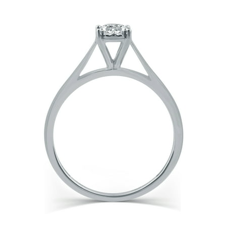 Forever Bride 1/10 Carat T.W. Round Diamond 10 kt White Gold Miracle Plate Solitaire RingWhite,