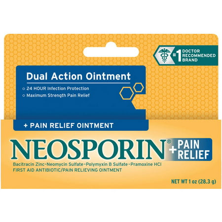 Neosporin Plus Pain Relief, Maximum Strength Antibiotic Ointment 1 oz (Pack of 4)