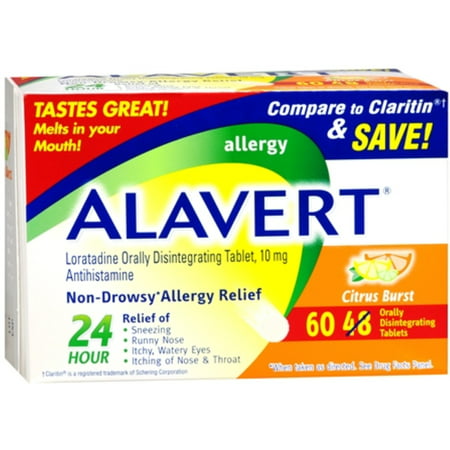 Alavert 24 Hour Orally Disintegrating Tablets Citrus Burst, 60 ea (Pack of 2)