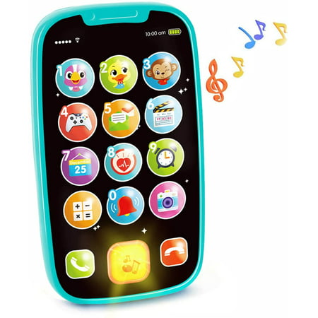 HOLA Toy Phone for Toddler Boy Girl, Baby Cell Phone with Light & Music, 6-12 Months ToysBlue,