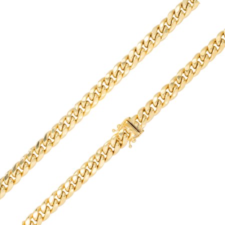 Nuragold 14k Yellow Gold 7.5mm Miami Cuban Link Chain Bracelet, Mens Jewelry Box Clasp 7.5" 8" 8.5" 9"