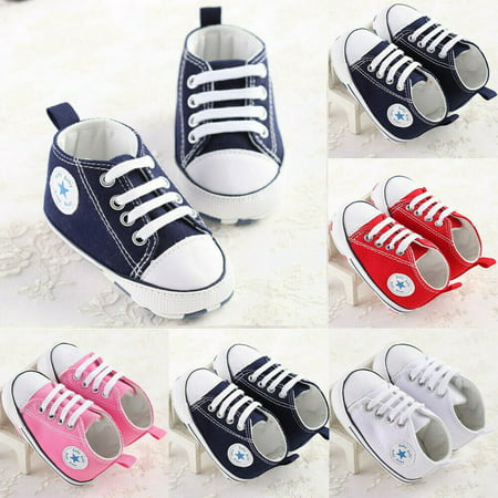 Infant Toddler Baby Boys Girls Soft Sole Crib Shoes Sneaker Newborn 0-18 Months, White, 0-6 Months