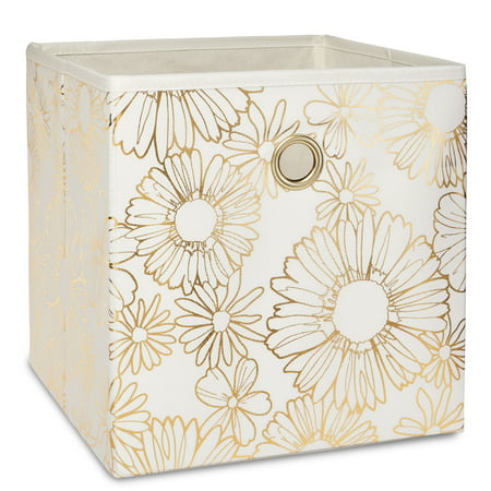 Mainstays Collapsible Fabric Cube Storage Bins (10.5" x 10.5"), Gold Metallic, 4 PackGold,