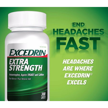 300 Caplets Excedrin Extra Strength Headache Pain Reliever Acetaminophen
