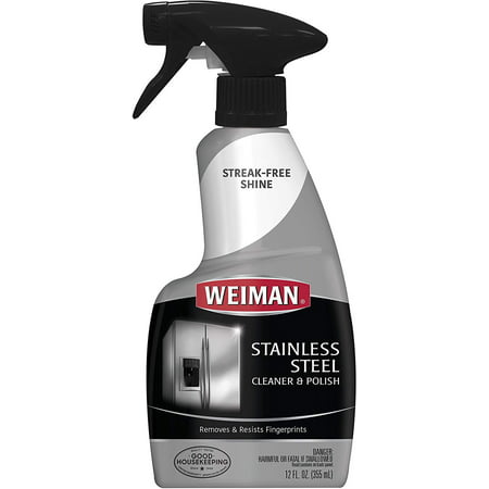 Weiman Stainless Steel Cleaner and Polish Trigger Spray - Protects Against Fingerprints and Leaves a Streak-less Shine - 12 Ounce