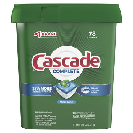 Cascade Complete ActionPacs, Dishwasher Detergent, Fresh Scent, 78 Ct