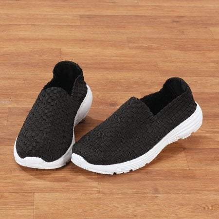 Silver Steps Comfort Flex Memory Foam Walking Shoe, Women?s Slip-On Sneaker, Black, Size 11, Black, 11