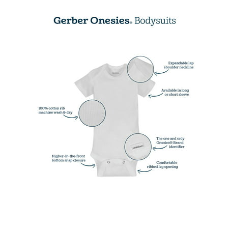 Gerber Baby Boys' Short Sleeve Onesies Bodysuits, 8-Pack, Blue Fox, 0-3 Months