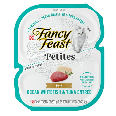 (12 Pack) Fancy Feast Gourmet Pate Wet Cat Food, Petites Ocean Whitefish & Tuna Entree, 2.8 oz. Tubs, Ocean Whitefish & Tuna Entree