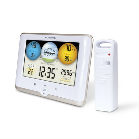 AcuRite Home Weather Station for Indoor/Outdoor Temperature, Indoor/Outdoor Humidity, Personalized Forecast, Time, and Date (01123M)White,