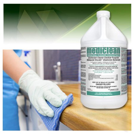 Mediclean Germicidal Cleaner Concentrate, Disinfectant, Sanitizer, Deodorizer, Fungicide, Mildewstat, Virucide, Lemon Scent, Hospitals, Industrial, Household, Inhibits Mold and Mildew (4 Gallons)