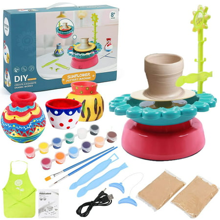 Doingart Pottery Wheel for Kids - DIY Air Dry Sculpting Clay and Craft kit with USB Power Cable - Electric Ceramic Wheel Machine Educational Toys Kids Crafts