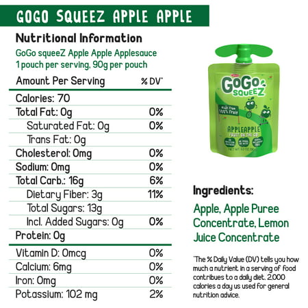 (20 Pack) GoGo Apple, Banana, Strawberry Applesauce Pouch, 3.2 oz