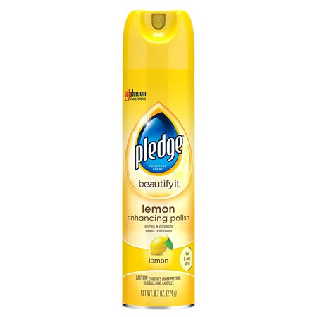 Pledge Beautify It Lemon Enhancing Polish Spray - Removes Dust & Fingerprints. Provides Protective, Glossy Coating 1 Aerosol Spray, 9.7 oz