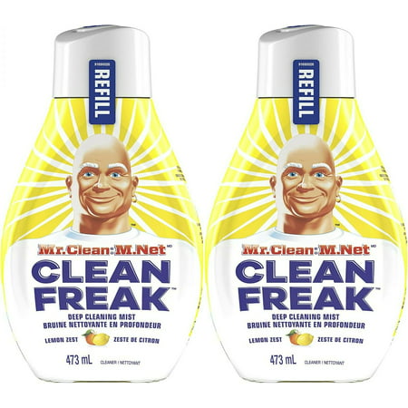 2 Mr. Clean Clean Freak Lemon Zest Deep Cleaning Mist Refill Multi-Surface 16 oz Pack of 2