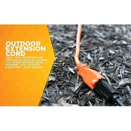 Woods 0723 16/2 SJTW General Purpose Extension Cord, Medium Duty, Ideal for Landscaping and Powering Appliances, Water Resistant Flexible Vinyl Jacket, Durable Molded Plug, 50 Foot, Orange