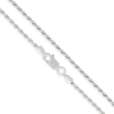 Authentic 925 Sterling Silver 2MM Rope Diamond-Cut Chain Necklaces, Solid 925 Italy, Next Level Jewelry