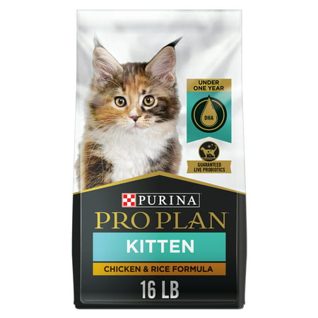 Purina Pro Plan High Protein Dry Kitten Food, Chicken and Rice Cat Food for Kittens, 16 lb. Bag, 16 lbs