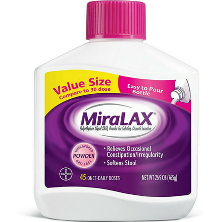 Miralax Powder Laxative, 45 Doses 26.9 oz (Pack of 2)