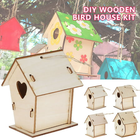 ZTOO DIY Bird House Kit ,Art Craft Wood Toys for Kids, Painting Puzzle DIY Wooden Assembly, Build and Paint Birdhouse, Kids Bulk Crafts Garden Playset Paintable Hanging Arts Set, 11*8CM