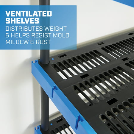 HART 4-Tier 20"x48" Interlocking Plastic Shelf Unit: 800 lbs. Capacity