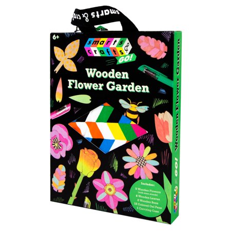 Smarts & Crafts Go: Wooden Flower Garden, 38 Pieces for Boys and Girls, Kids and Teens