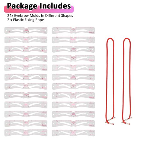 TSV Eyebrow Stencil, 24Pcs Eyebrow Template Trimming Tool, Eyebrow Shaper Kit, Reusable Eyebrow Template With 2Pcs Elastic Fixing Rope, 3 Minutes Makeup Tools For A Variety of Face