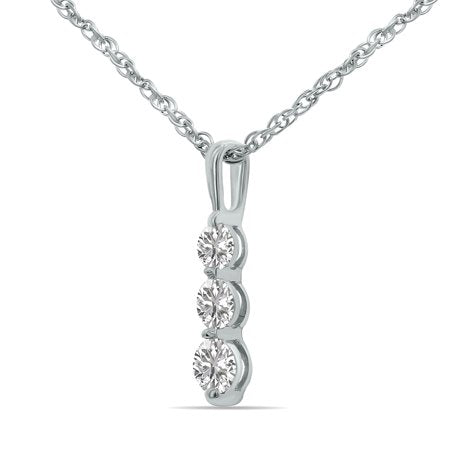 SZUL Women's Jewelry Gift for Your Wife - 1/4 Carat TW Past Present Future Three Stone Lab Grown Diamond Necklace in .925 Sterling Silver (Diamond Color F-G, Clarity VS1-VS2)