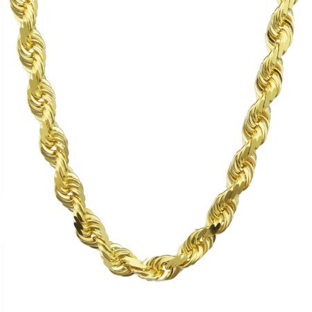 Nuragold 10k Yellow Gold 7mm Rope Chain Diamond Cut Bracelet, Mens Jewelry Lobster Clasp 8" 8.5" 9"