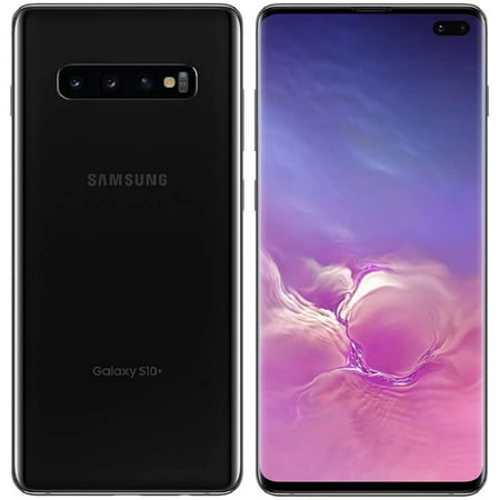 Open Box Samsung Galaxy S10+ Plus 128GB 512GB 1TB (SM-G975U1, Unlocked Cell Phones) All Colors, Black