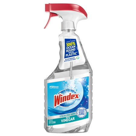 Windex with Vinegar Glass Cleaner, Spray Bottle, 23 fl oz, Pack of 4