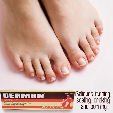 Derman Antifungal Foot Cream, for the Treatment of Athlete's Foot, 1.76 oz, Tube.