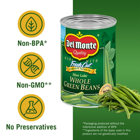 Del Monte Whole Green Beans, Canned Vegetables, 14.5 oz Can