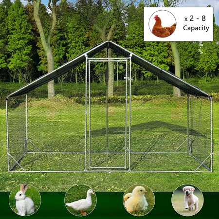 Betterhood Large Metal Chicken Coop Upgrade Tri-Supporting Wire Mesh Chicken Run,Chicken Pen with Water-Resident and Anti-UV Cover,Duck Rabbit House Outdoor(10? W x 6.6? L x 6.5? H)