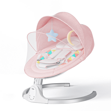 Bioby Baby Swing for Infants, Baby Swing Chair Unisex Infant Swing with Remote Control, bluetooth Music & Touch Panel, PinkPink,