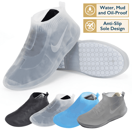 ComfiTime Waterproof Shoe Covers - Shoe Covers for Rain, Non-Slip TPE Rubber Material Stronger than Silicone, Durable and Reusable Shoe Protectors Covers for Men, Women and Kids Indoor/Outdoor, White, S