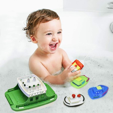 Fun Little Toys Ferry Boat with Mini Cars Bathtub Toy Boat Vehicle Playset (8 Pieces)