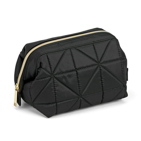 Modella Framed Cosmetic Accessory Case in Quilted Geometric Design & Signature Gold Hardware