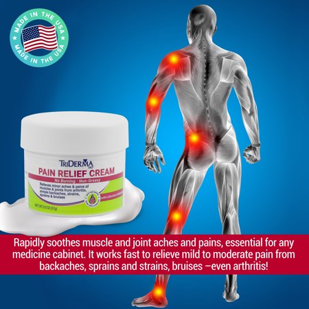 TriDerma Pain Relief Cream, Maximum Strength Topical Cream, Non-Greasy, 2 Pack