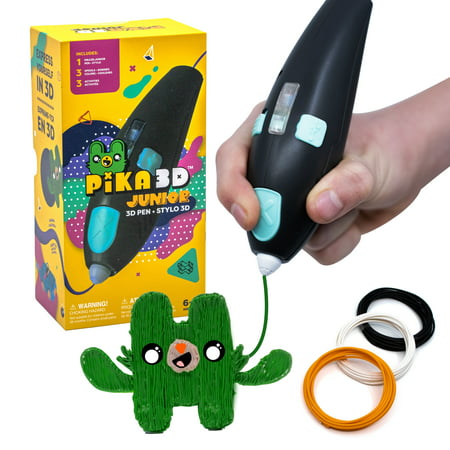 PiKA3D Junior 3D Printing Pen for Kids Ages 6+ - Ready to use and Child safe 3D Pen with no hot parts, FREE Refills Included, PiKA3D Junior Pen