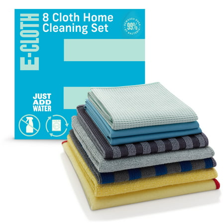E-Cloth Home Cleaning Set, Premium Microfiber Household Cleaning Supplies, Washable & Reusable, 8 Piece Set